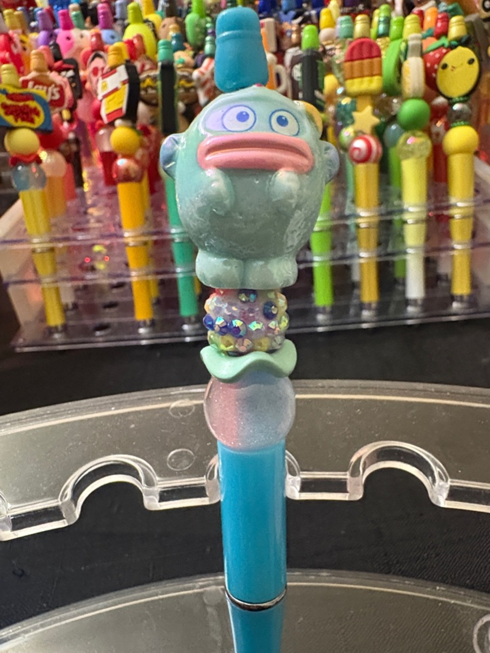 Sanrio Blue Fish Topper Pen with Rhinestone Charm